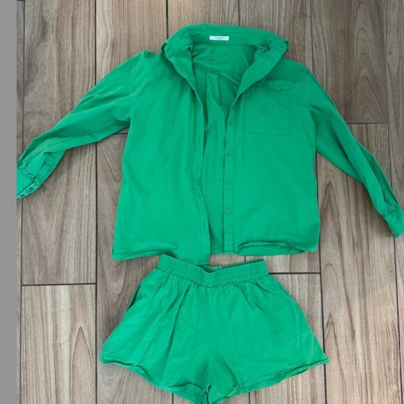 Peppermayo green two piece button down Shirt + Shorts size US 2 - Picture 4 of 4
